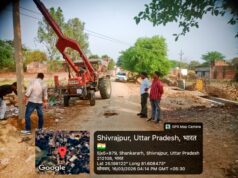 शंकरगढ़ जेई अनिल कुमार ने झूलते हाई टेंशन तार का लिया संज्ञान, खंभा खड़ा कर दुरुस्त करवाया तार